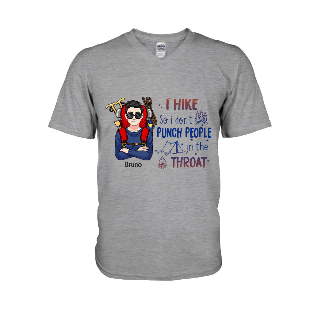 Ich wandere, damit ich niemandem in den Hals schlage – Personalisiertes Wander-T-Shirt und Hoodie