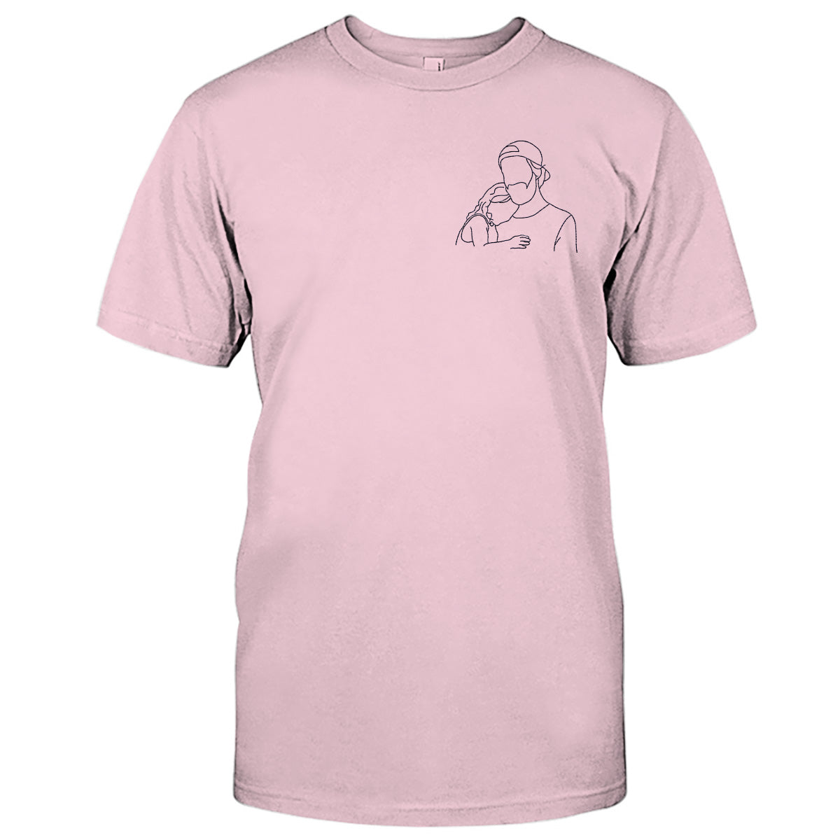 Individuelle Strichzeichnung – Personalisiertes, besticktes T-Shirt für Stiefväter