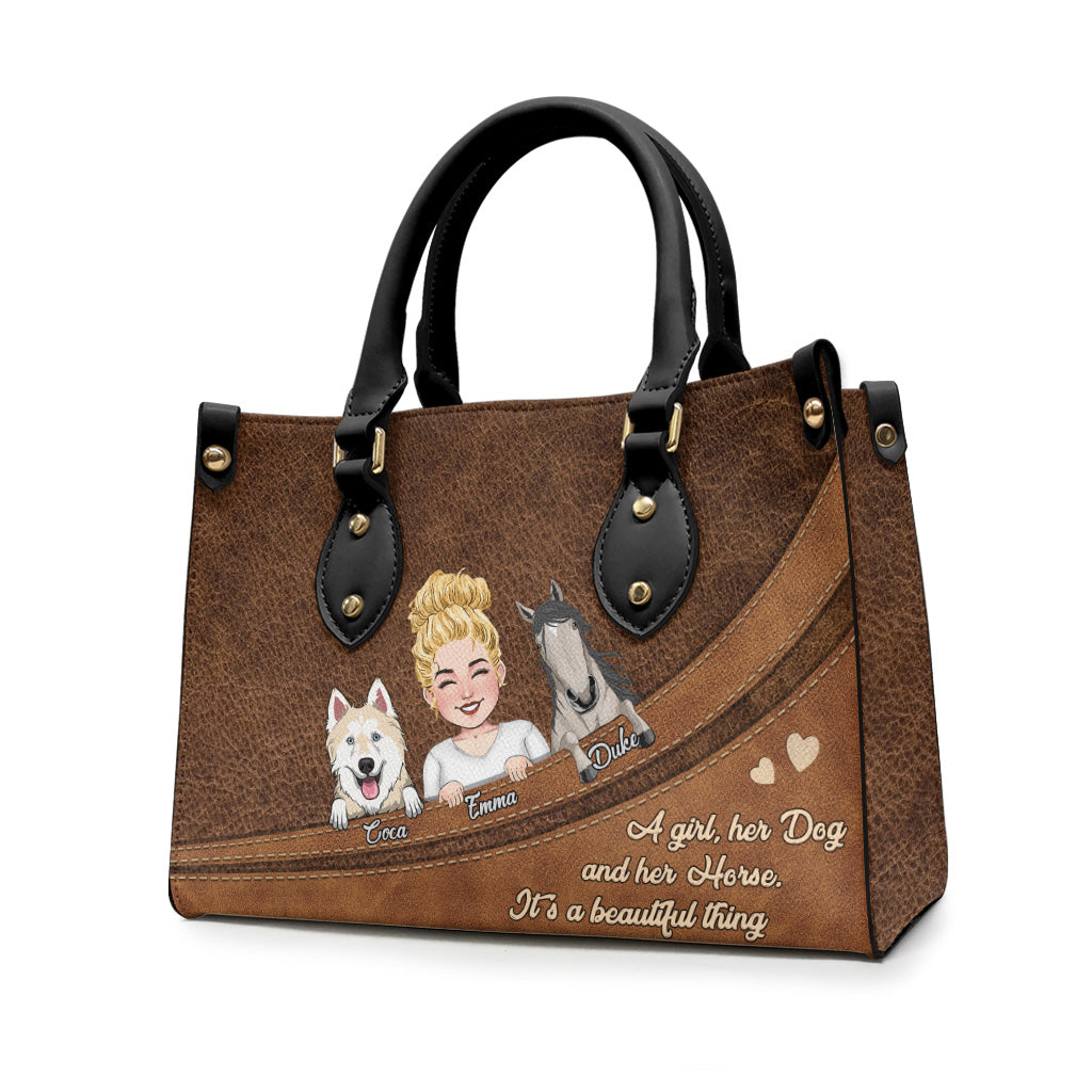 What A Beautiful Thing - Horse gift for dog lover, cat lover - Personalized Leather Handbag
