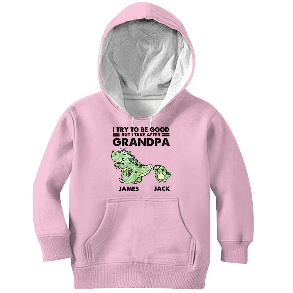 Ich bin ganz nach meiner Oma/meinem Opa gekommen – Geschenk für Opa – Personalisiertes T-Shirt und Hoodie