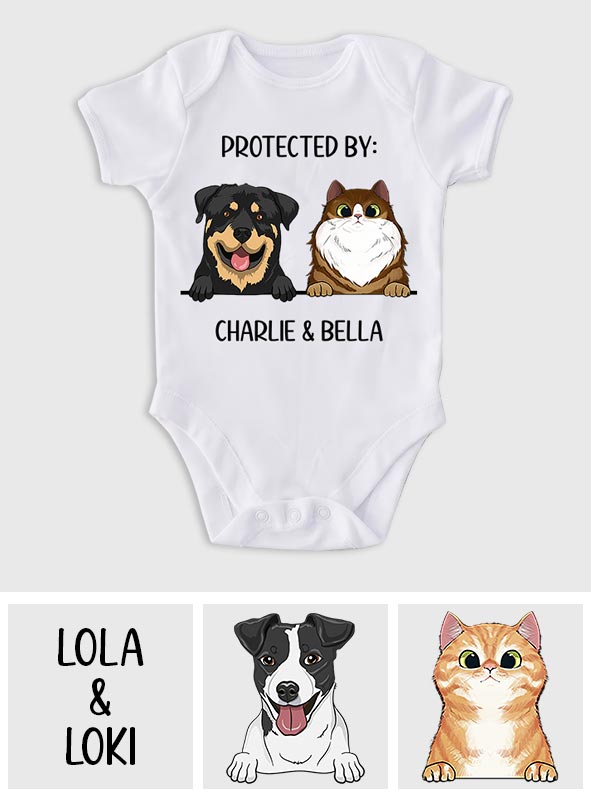 Baby Protected By - Personalized Dog Baby Onesie