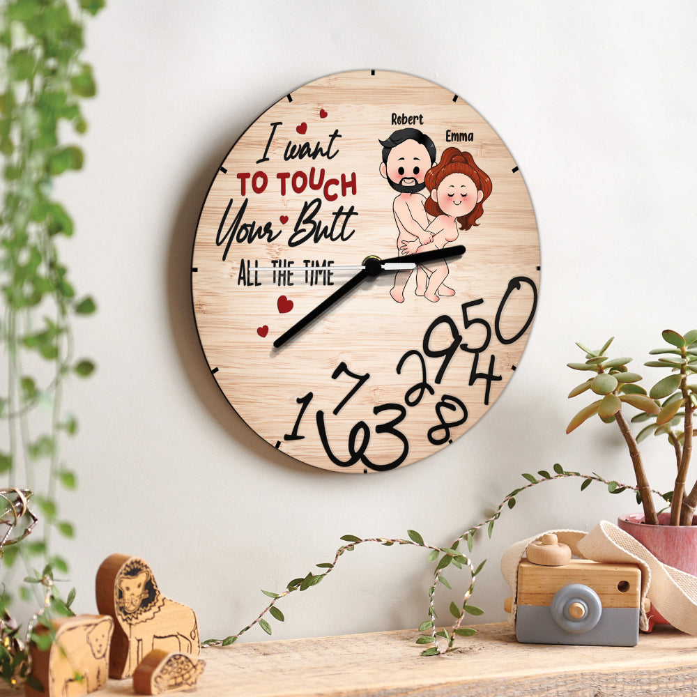 I Want To Touch - Personalized Couple Wall Clock