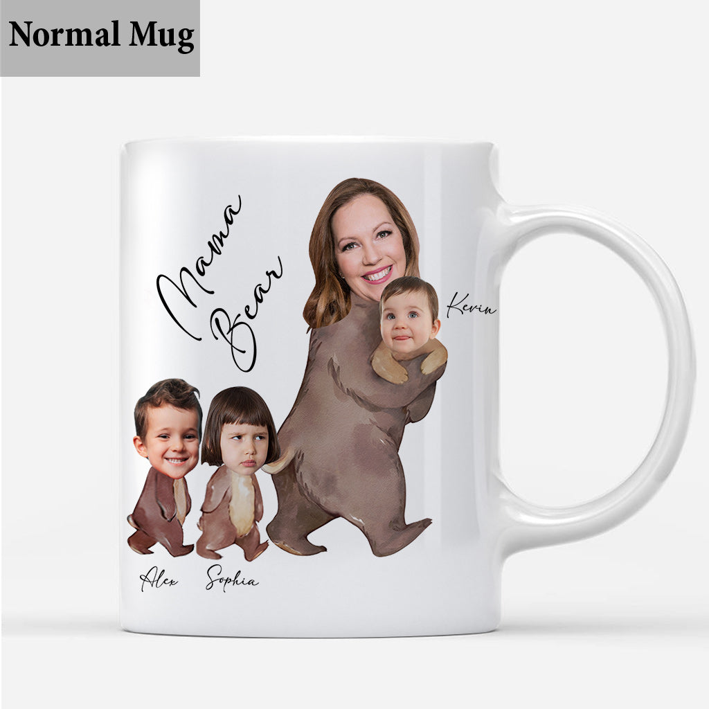 Mama Bear Watercolor Photo Custom - Personalized Mother Mug