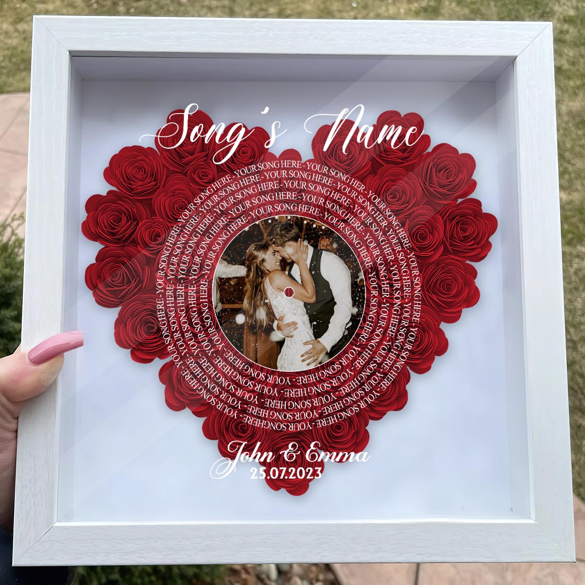 First Dance Song - Personalized Husband And Wife Flower Shadow Box