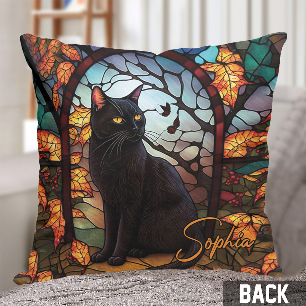 Black Cat - Personalized Black Cat Throw Pillow