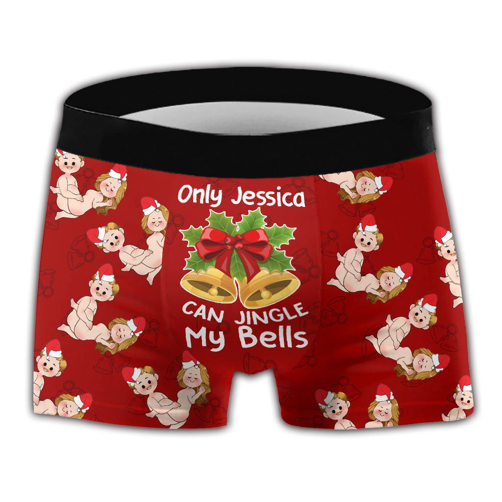 Only You Can Jingle My Bells - Personalized Couple Men Boxer Briefs