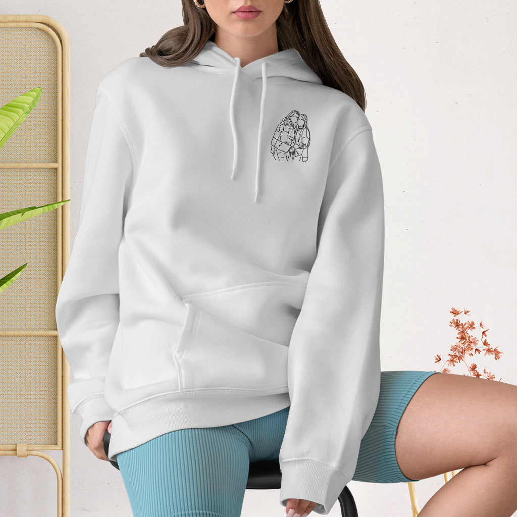 Custom Line Art - Personalized Bestie Embroidered Hoodie