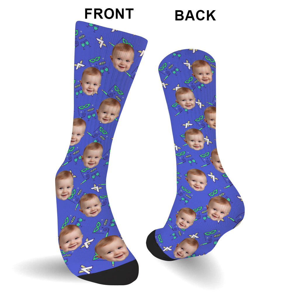 Custom Face Party Pattern - Personalized grandson Socks