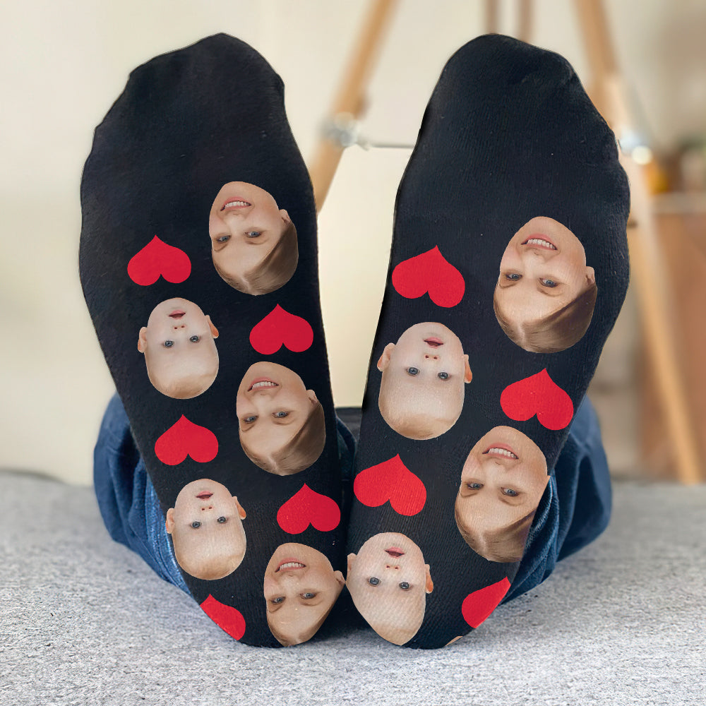 Custom Face Heart Pattern - Personalized Mother Socks