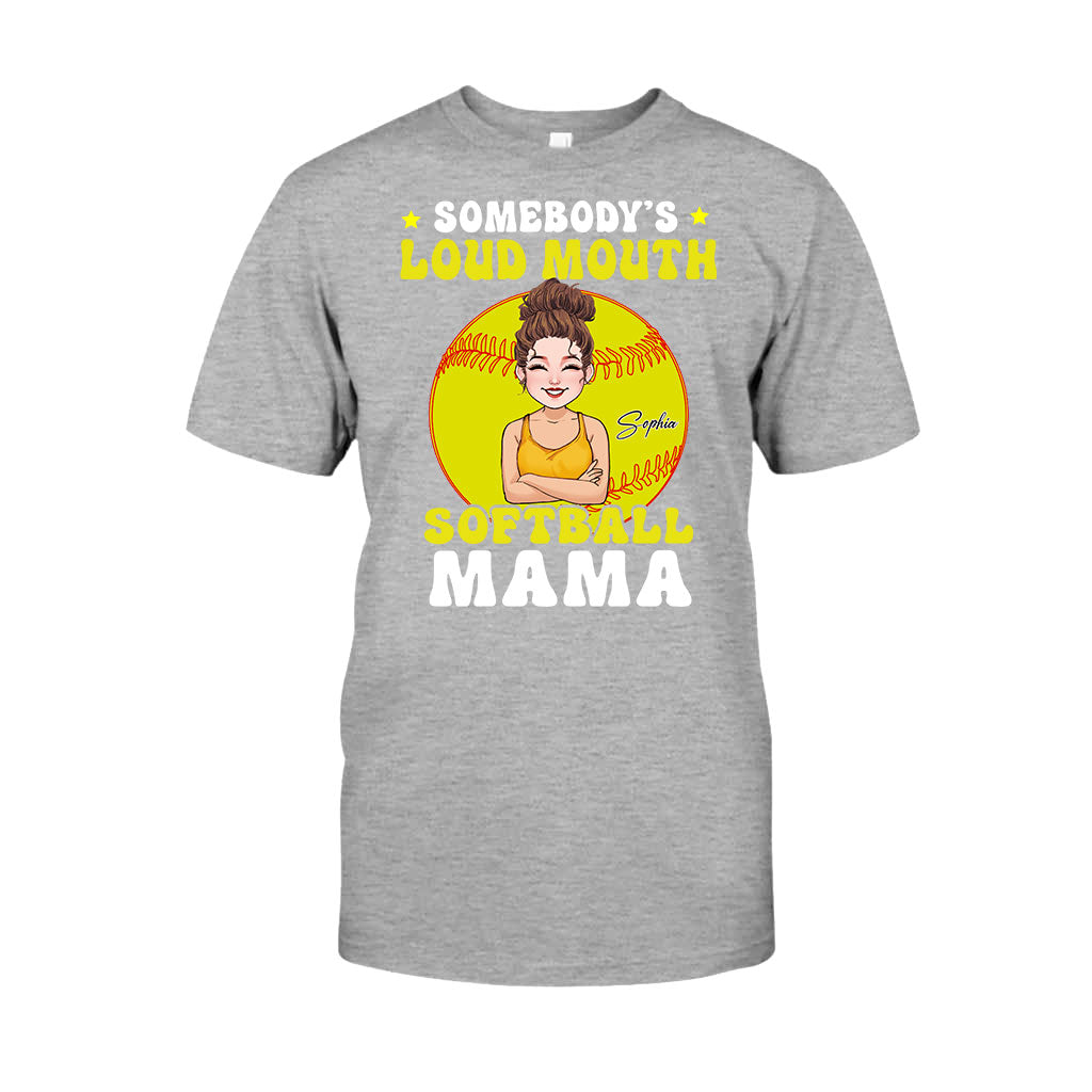 Loud Mouth Softball Mama - Personalized Softball T-shirt And Hoodie