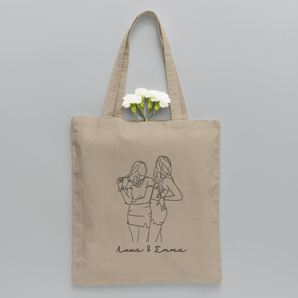 Sac fourre-tout brodé personnalisé avec photo au trait - Sac fourre-tout brodé personnalisé pour tante