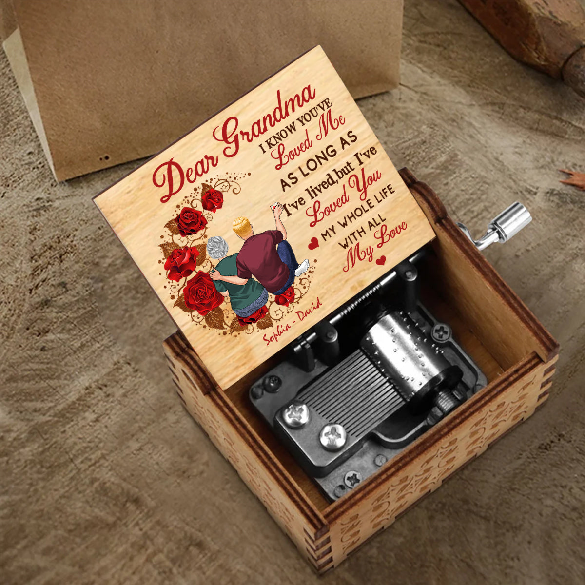 Mom I've Loved You - Gift for mom, grandma, husband, wife, aunt, sister, brother - Personalized Hand Crank Music Box
