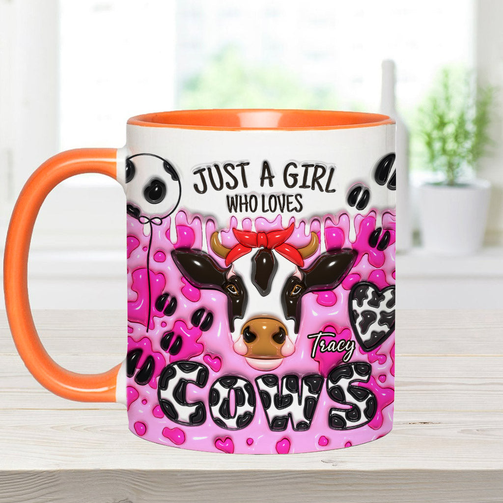 Mug personnalisé « Juste une fille qui aime les vaches » avec motif vache