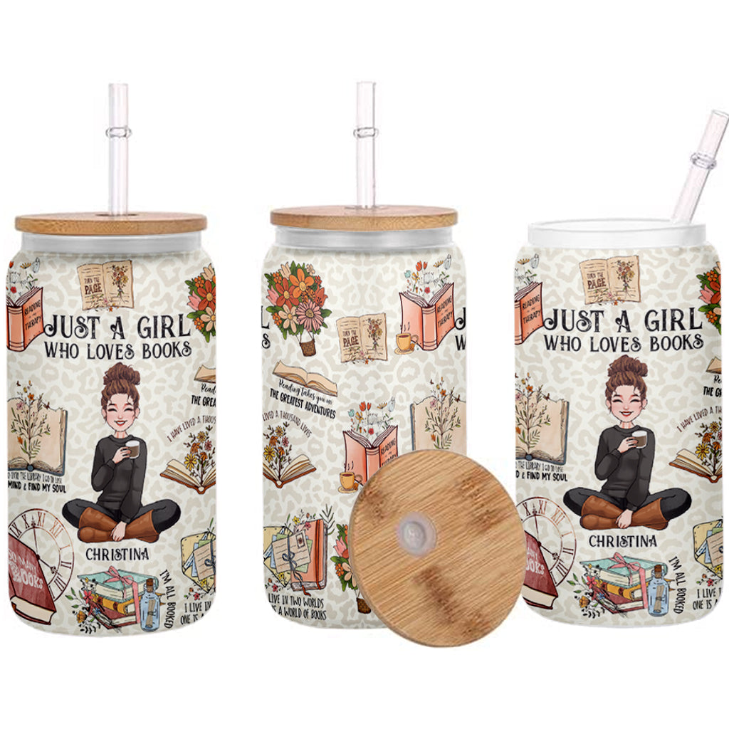 Just A Girl Who Loves Books - Personalized Book Can Glass