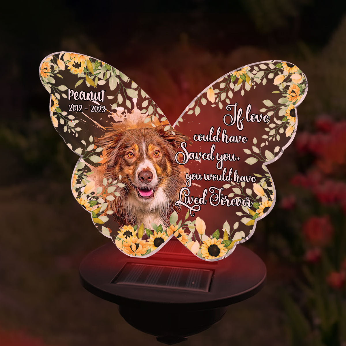 Si l'amour avait pu te sauver - Lampe solaire personnalisée pour jardin pour chien