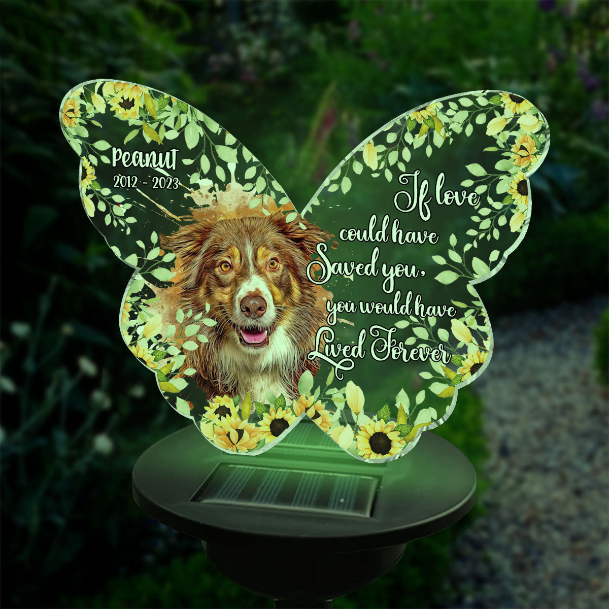 Si l'amour avait pu te sauver - Lampe solaire personnalisée pour jardin pour chien