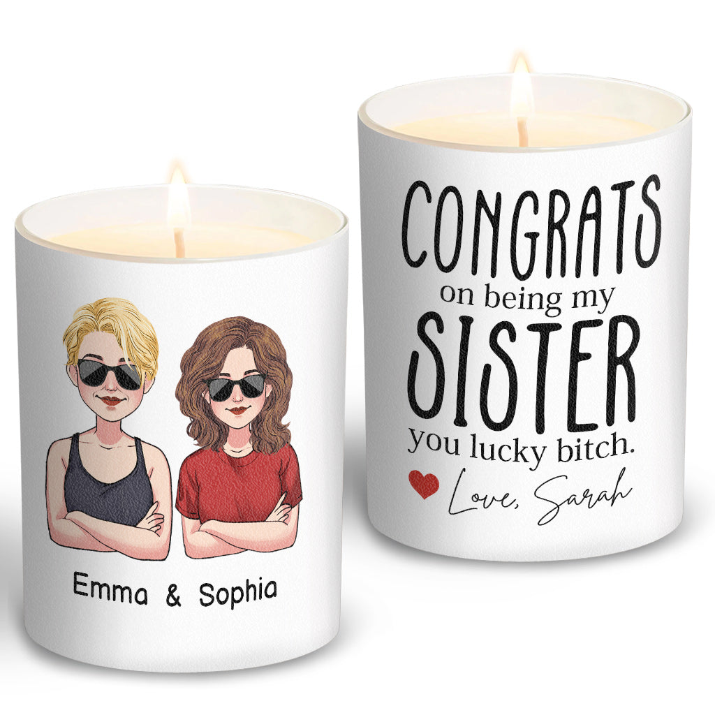 Congrats On - Personalized Sibling Candle With Wooden Lid