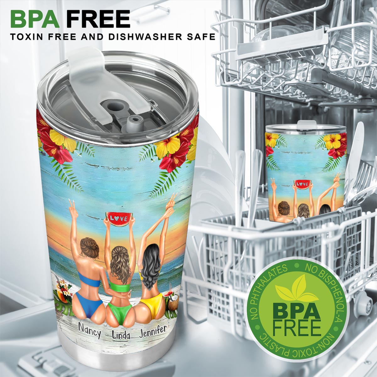 I Love You To The Beach And Back - Bestie gift for sister - Personalized Tumbler