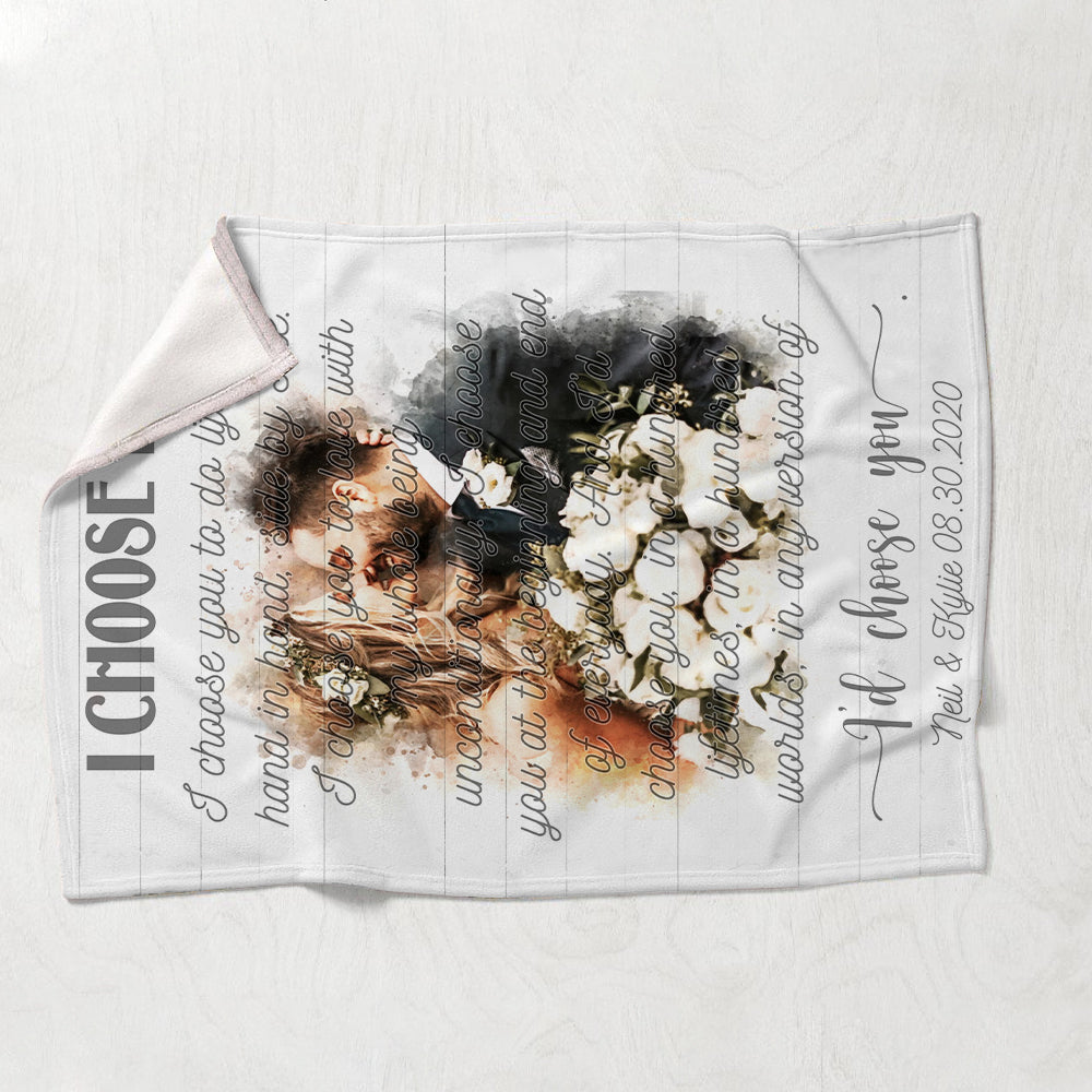 I Choose You - Personalized Husband And Wife Blanket