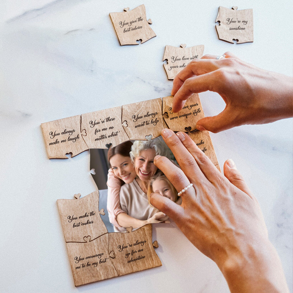 Pourquoi je t'aime, mamie ? - Cadeau pour mamie - Puzzle en bois personnalisé avec photo