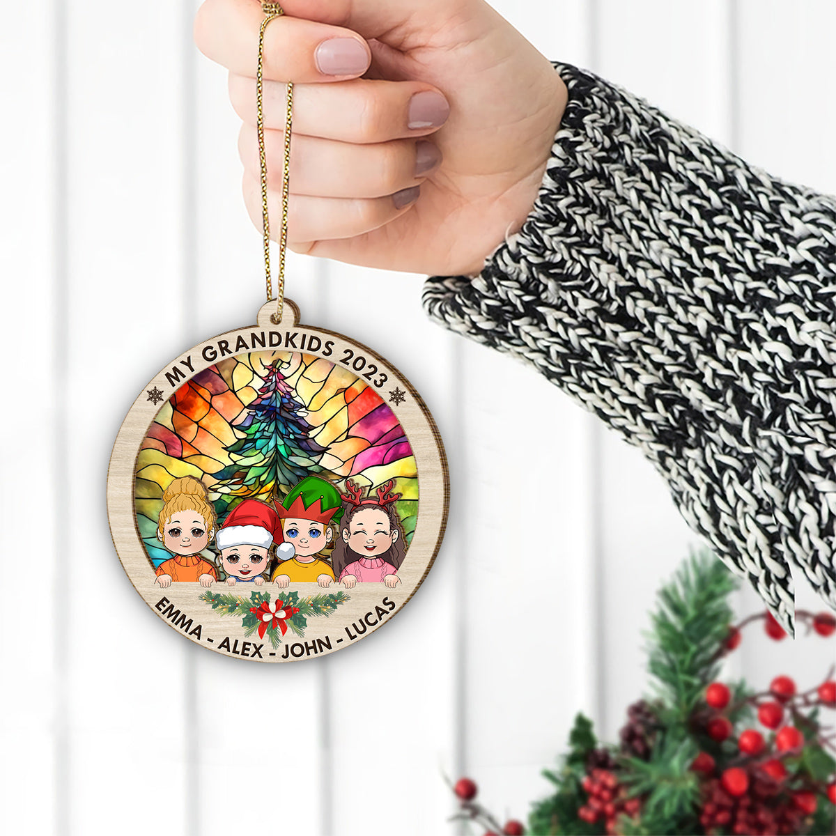 My Grandkids - Gift for grandma - Personalized 2 Layered Piece Ornament