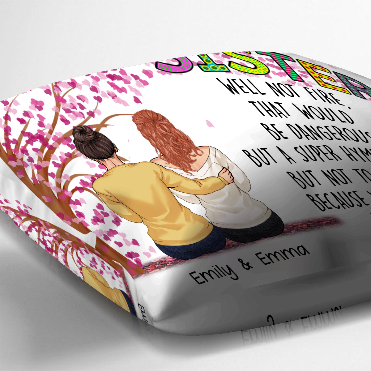 Ich würde für dich durchs Feuer gehen – personalisiertes Schwesterkissen