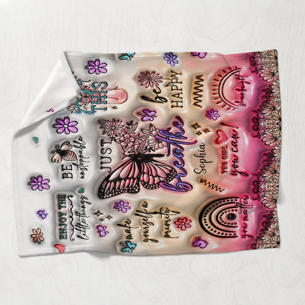 Positive Affirmations Butterfly - Personalized Butterfly Blanket