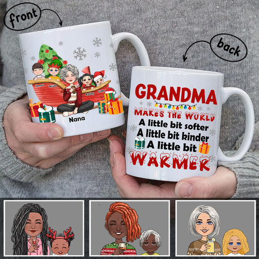 Oma macht die Welt wärmer – personalisierte Oma-Tasse