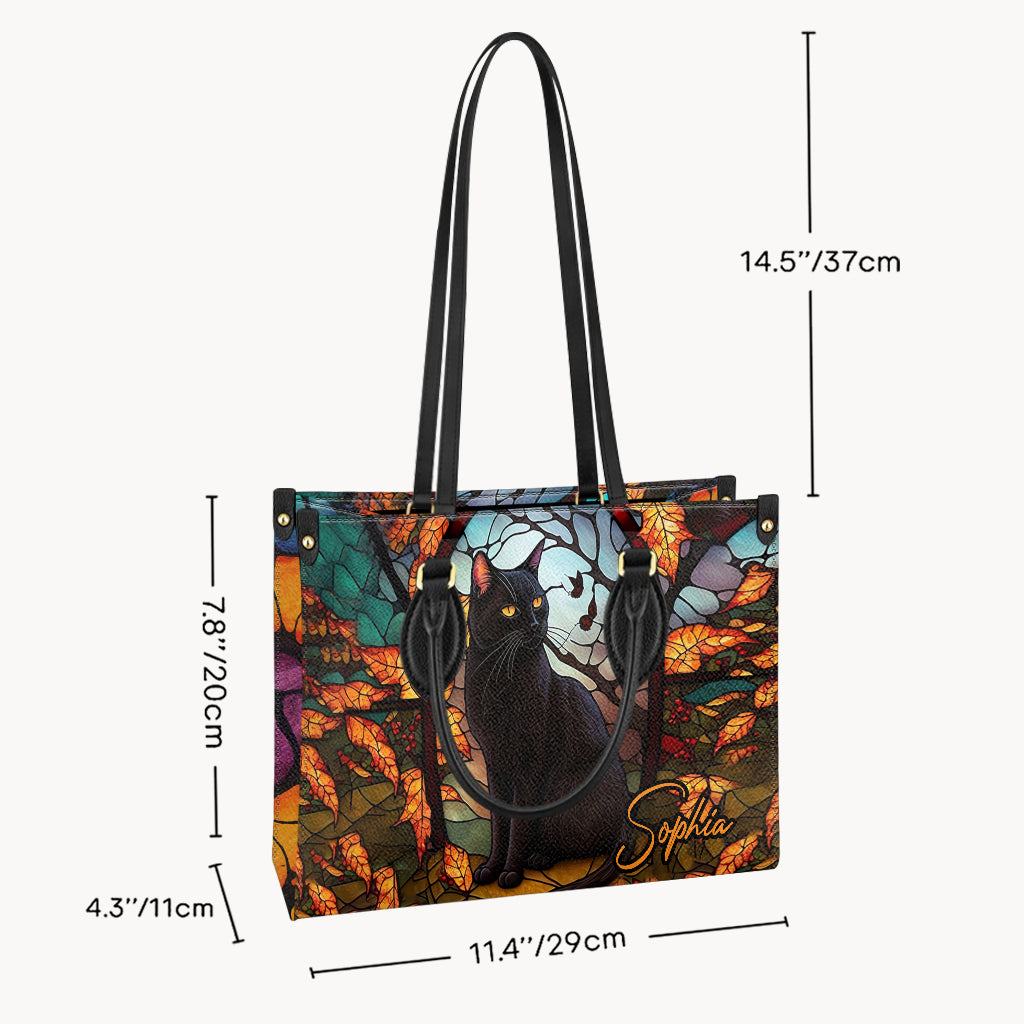 Black Cat - Personalized Black Cat Leather Handbag