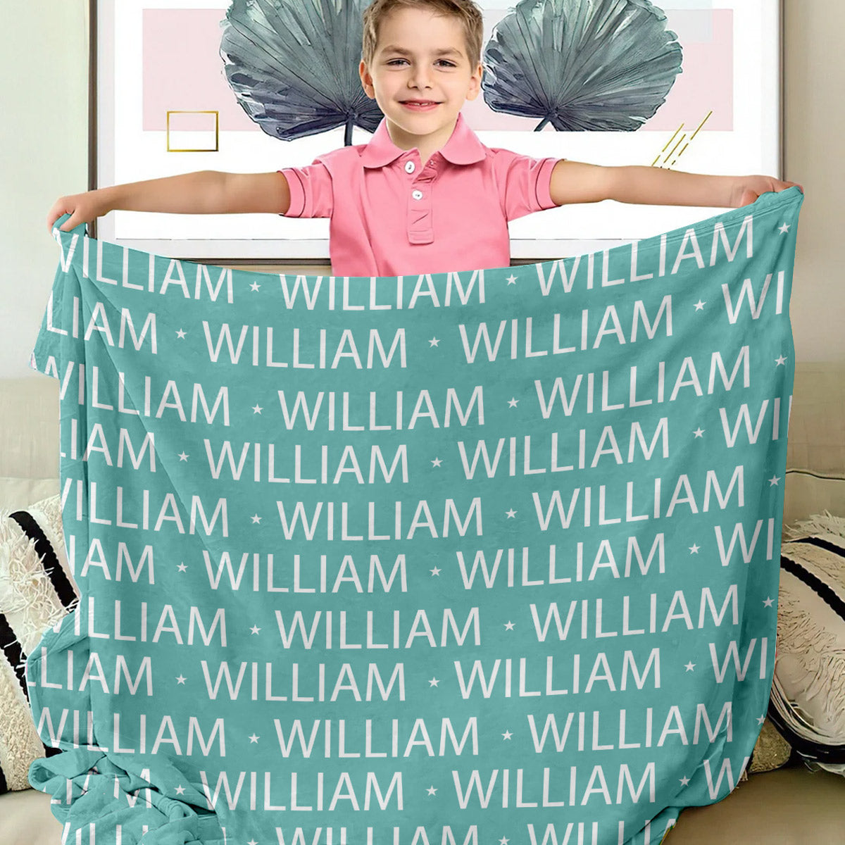 Individuelles Namensmuster – Geschenk für den Enkel – Personalisierte Decke