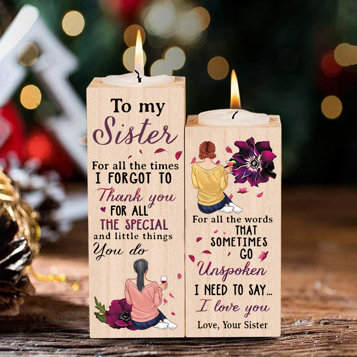 To My Sister - Personalized Sister Candle Holder