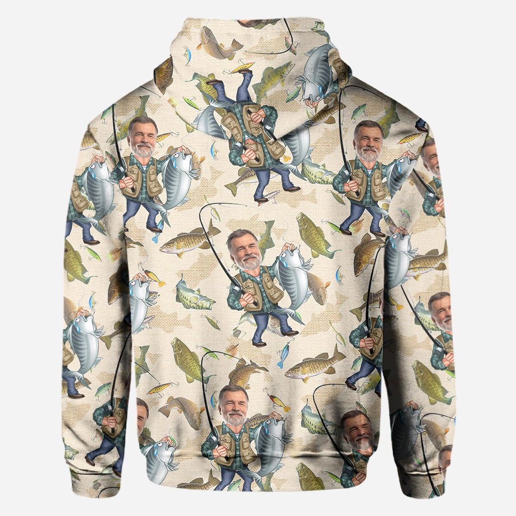 Photo Inserted Funny Fishing - Personalized Fishing All Over Shirt