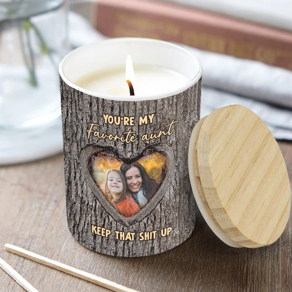 You're My Favorite Aunt - Gift for Aunt - Personalized Candle With Wooden Lid