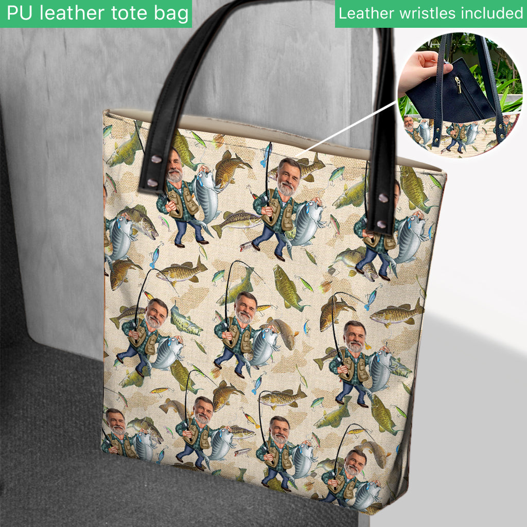 Photo Inserted Funny Fishing - Personalized Fishing Tote Bag