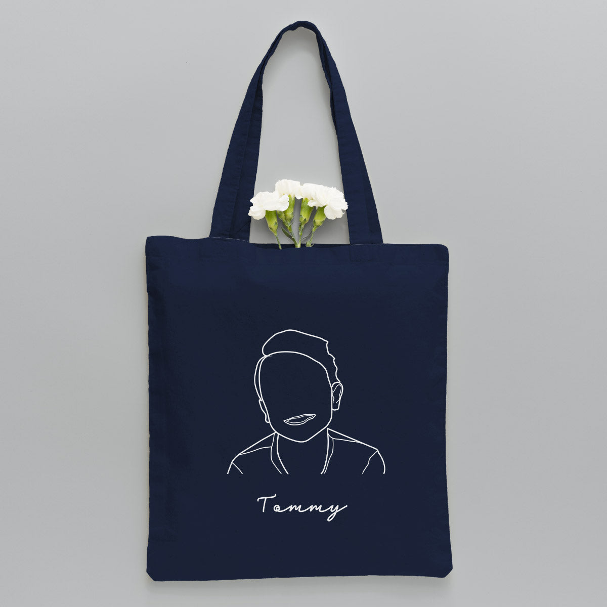 Custom Photo Line Art - Personalized Kid Embroidered Tote Bag