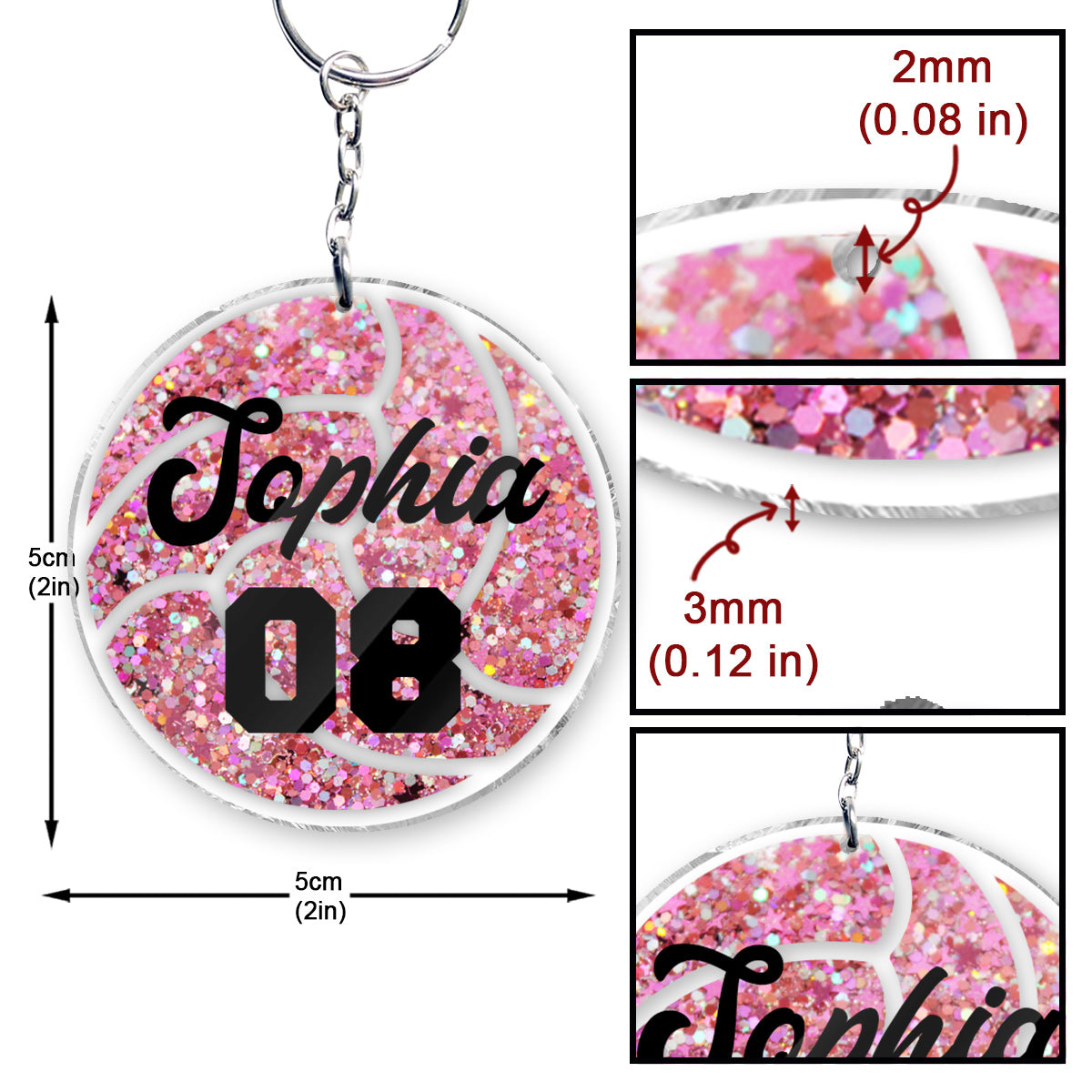 Volleyballteam – Personalisierter transparenter Volleyball-Schlüsselanhänger