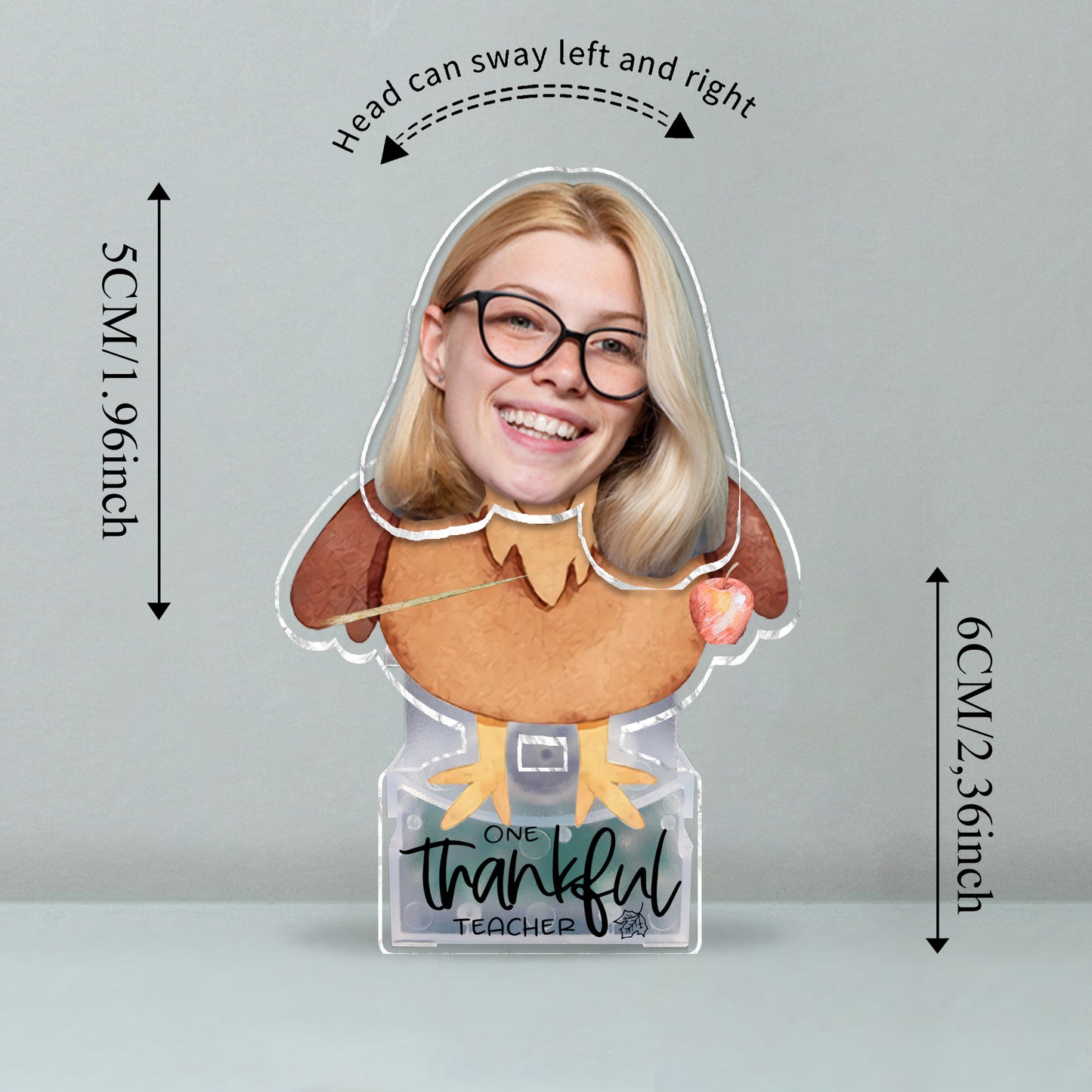 One Thankful Teacher - Personalized Teacher Custom Shaking Head