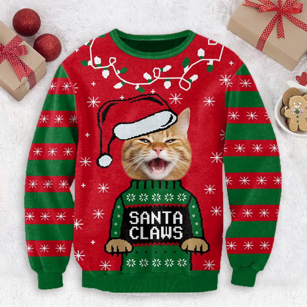 Santa Claws Christmas - Personalized Cat Ugly Sweater