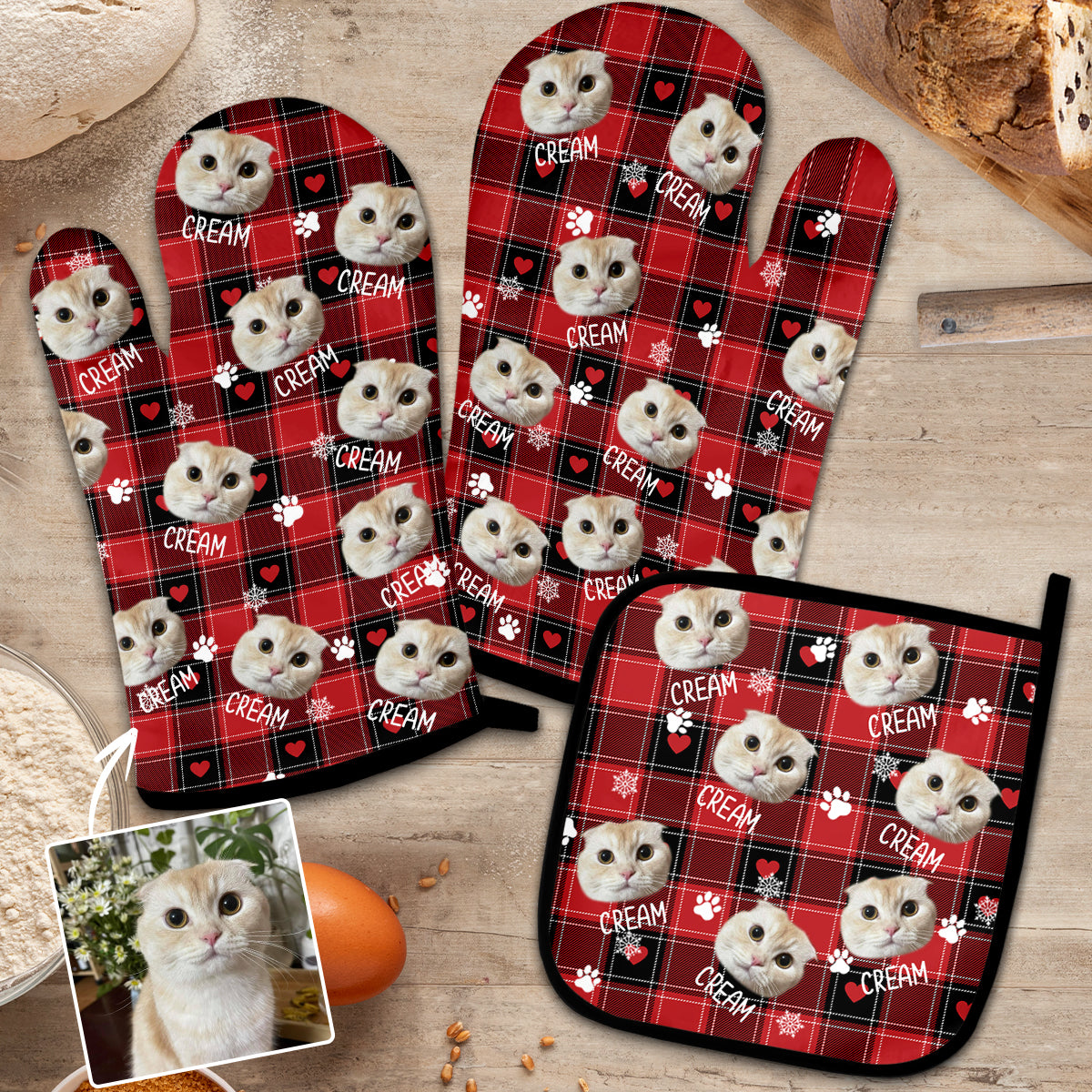 Personalisierte Haustierdecke mit Foto – Geschenk für Katzen- und Hundeliebhaber – Personalisierte Topflappen und Ofenhandschuhe