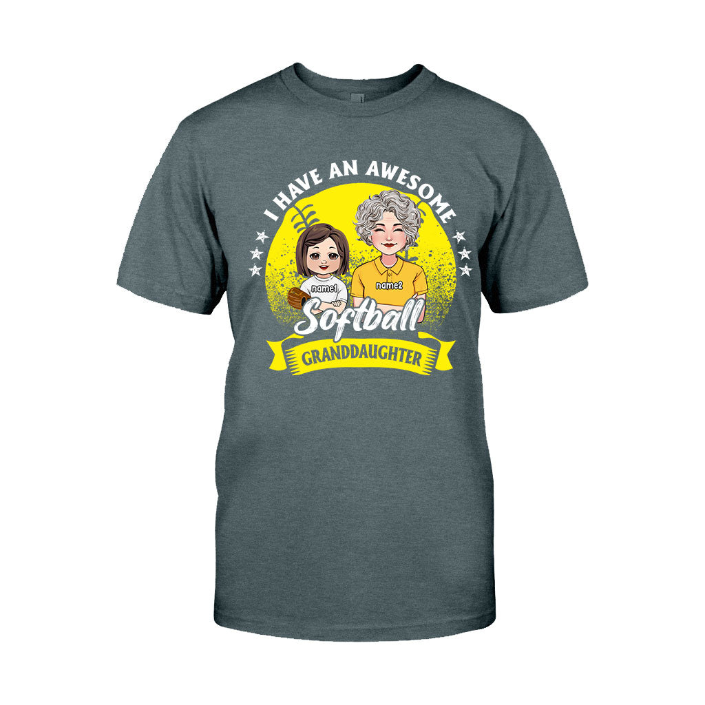 Awesome Softball Granddaughter - Personalized Softball T-shirt And Hoodie