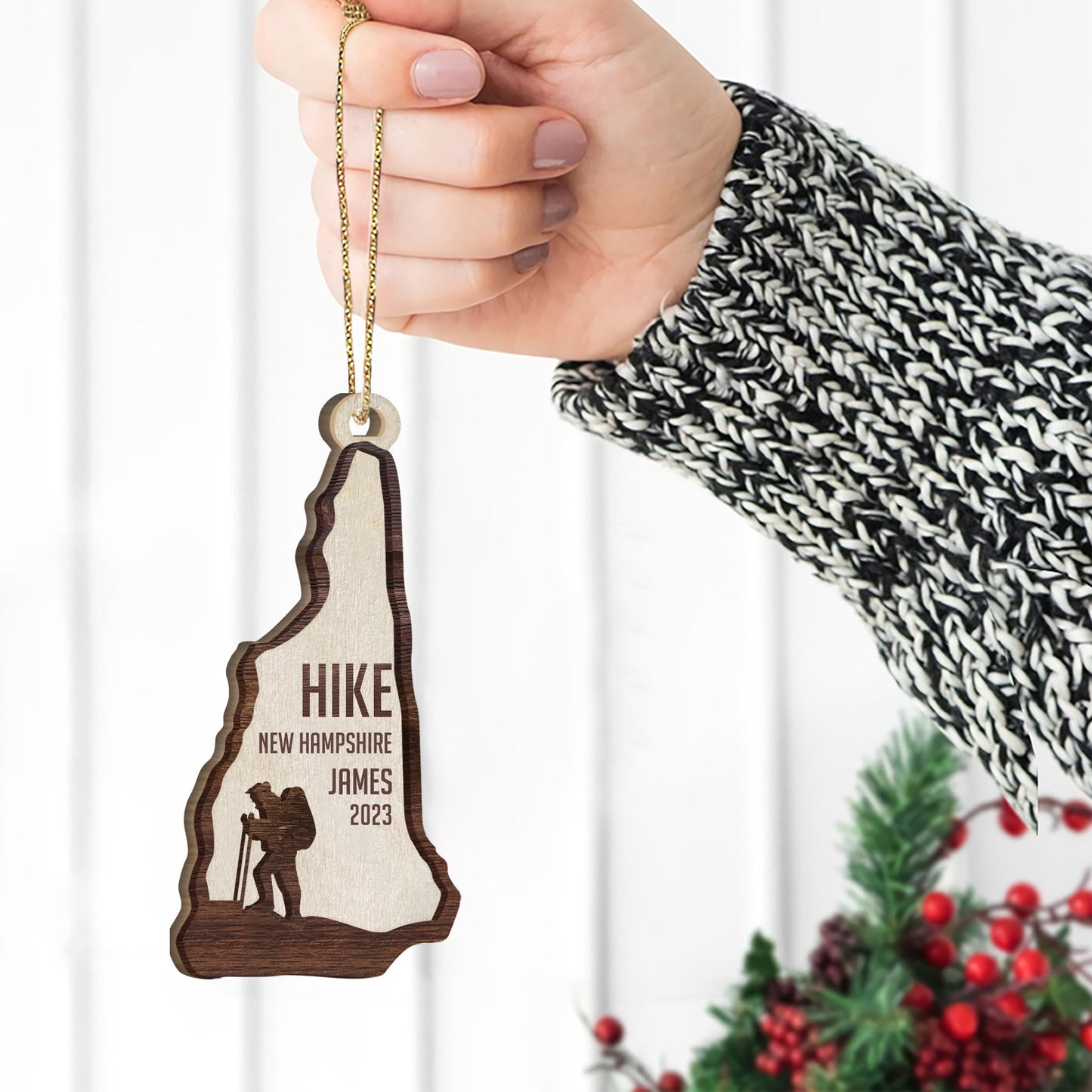Équipe de randonnée - Ornement personnalisé de randonnée en 2 parties superposées