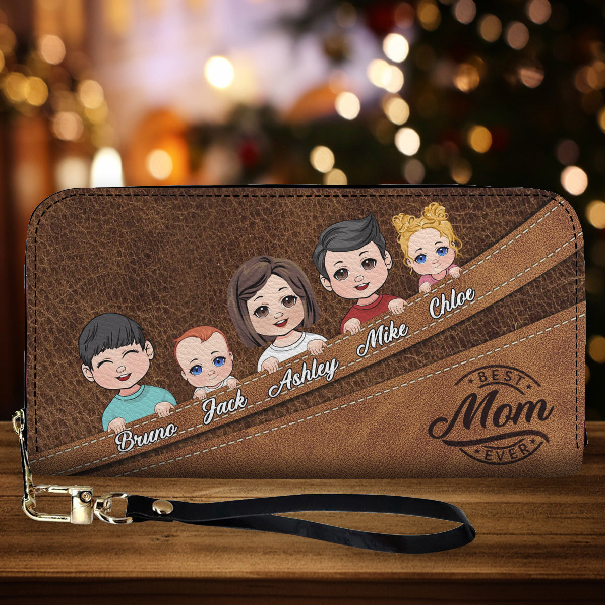 Best Mom/ Grandma/ ... Ever - Personalized Mother Leather Long Wallet
