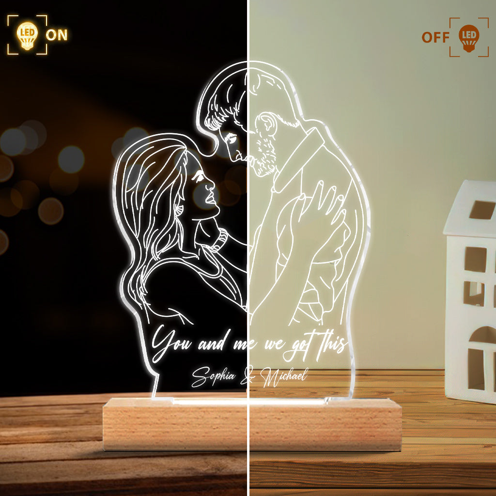 Line Drawing Couple - Personalized Couple Shaped Plaque Light Base