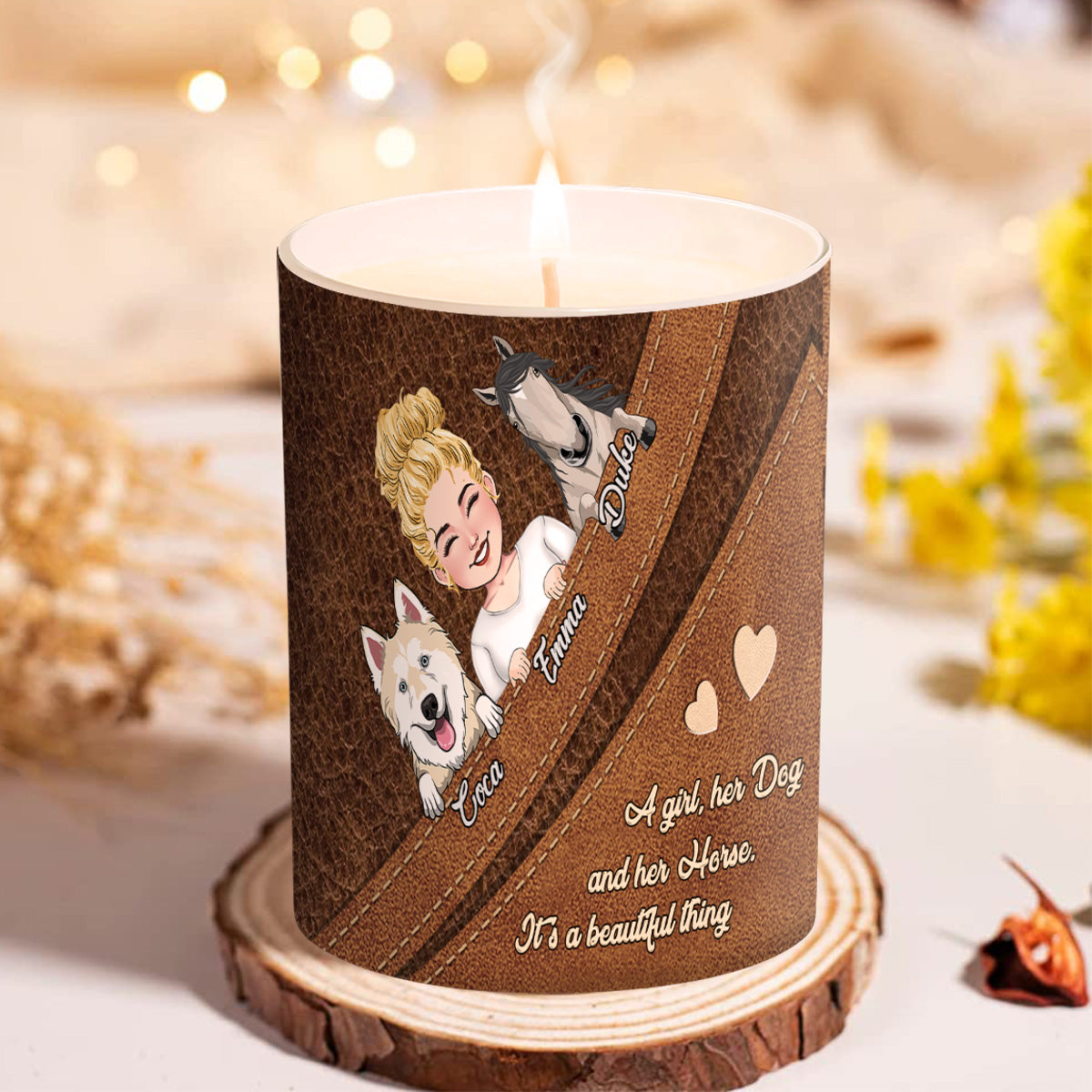 What A Beautiful Thing - Personalized Horse Candle With Wooden Lid