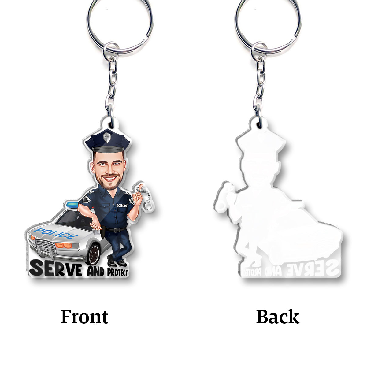 Serve And Protect - Personalized Police Officer Keychain