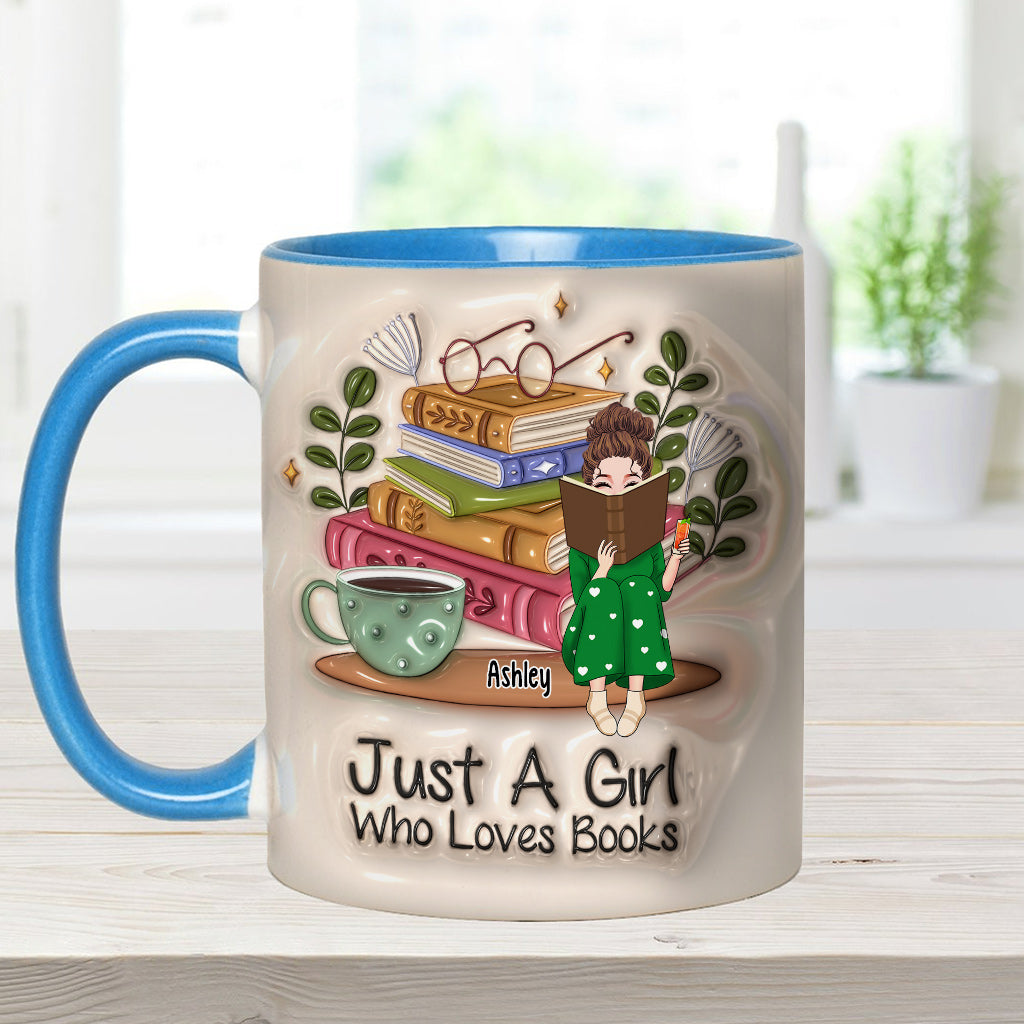 Just A Girl Who Loves Books - Personalized Book Accent Mug