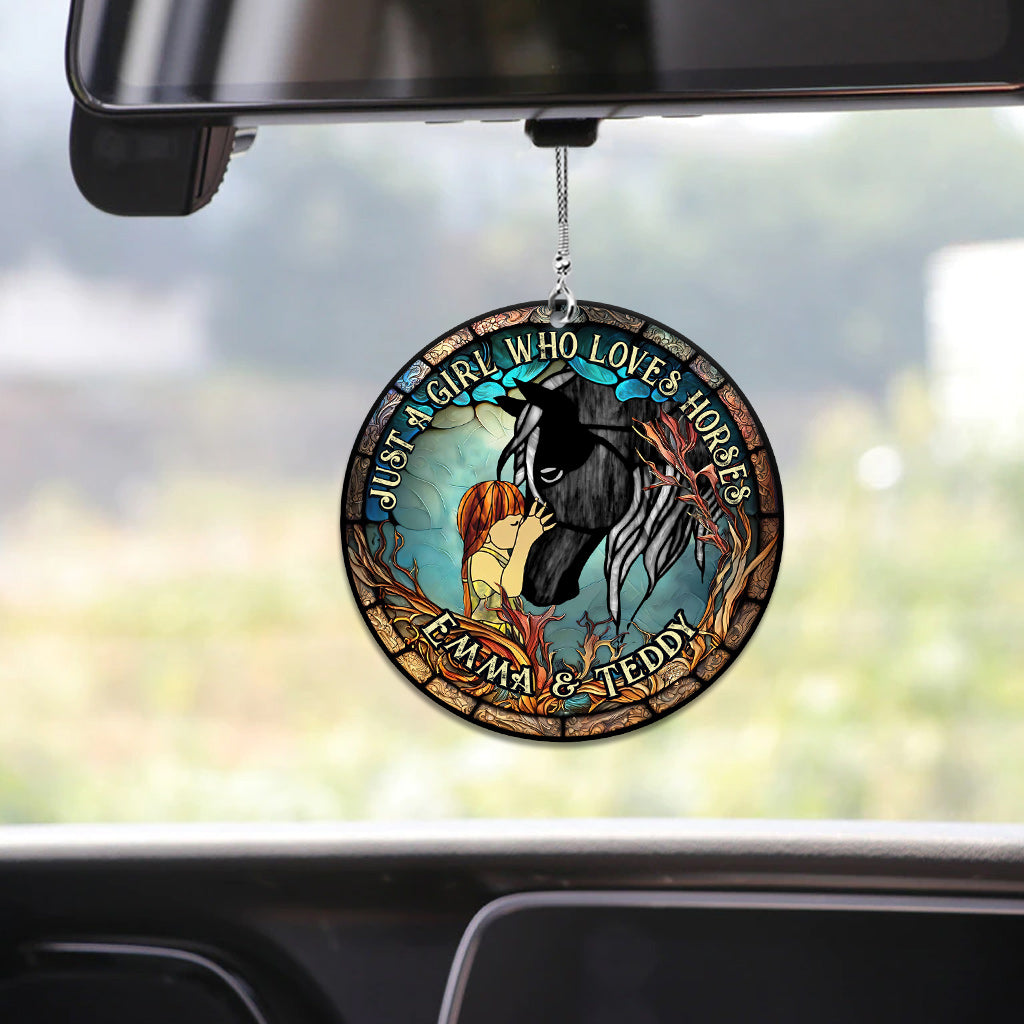 Juste une fille qui aime les chevaux - Ornement de voiture personnalisé à motif cheval (face unique)