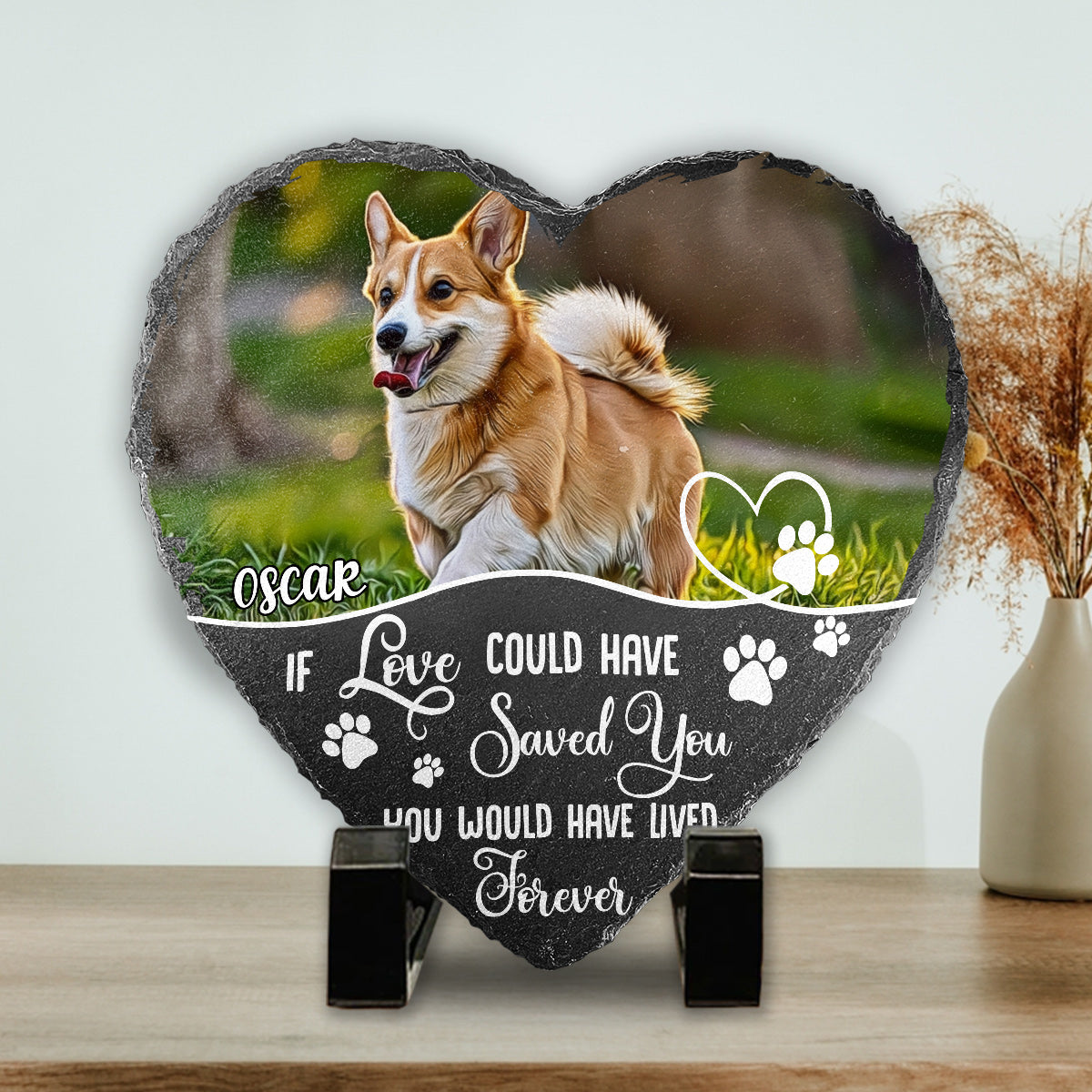 If Love Could Have Saved You - Personalized Dog Heart Shaped Stone