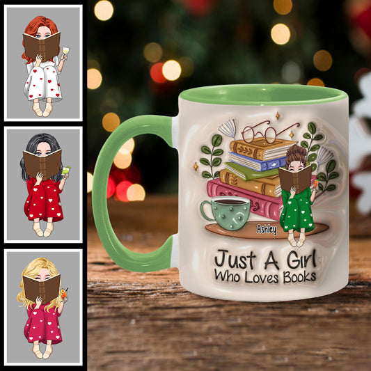 Just A Girl Who Loves Books - Personalized Book Accent Mug