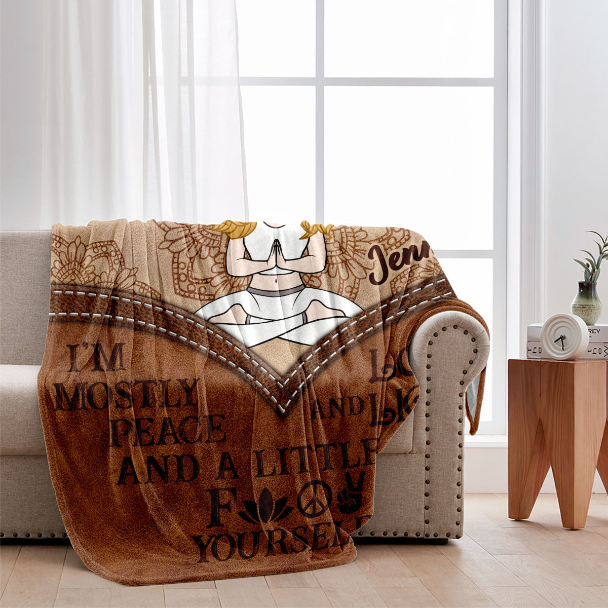 Je suis surtout la paix - Couverture de yoga personnalisée